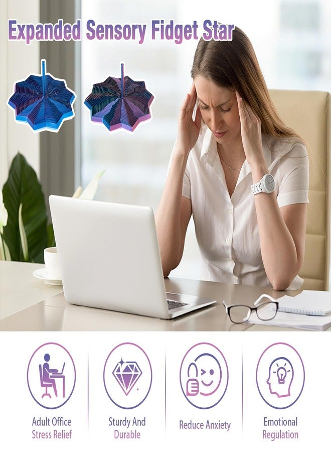 BharatBazaar Fidget Toy, 3D Printed Hexagon Silk Stress Relief Toys for Adults Blue Purple Design, Fidget Toy with Smooth Gliding Motion, Anxiety Relief Gadgets, Medium Size - Image 4